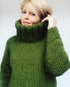 "Chunky Wool Sweater, Turtleneck Sweater, Wool Jumper, Women Sweater, Chunky Pullover, big turtleneck, Amazing design, #icelandsweater 100% hand knit 100% luxury Sweater 100% pure wool Some clothes have soul ! ❤️ This lovely and warm sweater is hand knitted by 100% pure wool yarn 🧶 The yarn is the best quality - soft, warm and lux. If you want to feel soft, warm and cosy you are at the right place. We use organic and luxury yarn to made this beautiful item for you. Optimal combination by price Green High Neck Sweater With Stretch, Green High Neck Stretch Sweater, Green Stretch High Neck Sweater, Winter Fitted Chunky Knit Turtleneck, Fitted Chunky Knit Turtleneck For Winter, Green Funnel Neck Winter Sweater, Green Funnel Neck Sweater For Winter, Fitted Chunky Knit High Neck Sweater, Fitted Cozy Turtleneck With Funnel Neck