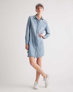 Distressed Denim Shirt Dress Washed Blue Cotton Denim Dress With Button Closure, Washed Blue Denim Dress With Button Closure, Medium Wash Relaxed Fit Shirt Dress For Work, Medium Wash Cotton Shirt Dress For Work, Dark Wash Cotton Denim Dress, Indigo Button-up Cotton Denim Dress, Cotton Medium Wash Shirt Dress For Work, Casual Cotton Shirt Dress With Roll-up Sleeves, Collared Cotton Denim Dress For Work