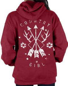 A softer feel and an easy fit, Pouch pocket, 50% Cotton/50% Polyester American Flag Tank Top, Womens Hoodies, Best Tank Tops, Deer Antlers, Country Girl, Hoodie Girl, Cherry Red, Country Girls, Antlers