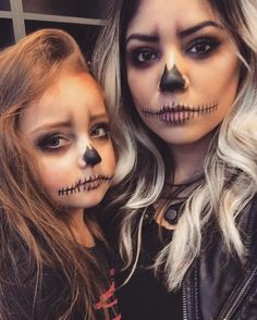 Kids Skeleton Makeup, Simple Skeleton Makeup, Skeleton Makeup Kids, Makijaż Sugar Skull, Easy Skeleton Makeup, Halloween Skeleton Makeup, Easy Halloween Makeup Ideas, Easy Halloween Makeup