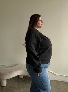 About as basic as it gets, this classic Plus Size Basic Everyday Sweatshirt is the ultimate loungewear or simple top. Perfect for relaxed everyday wear, this is the best basic for hanging out or running errands. Pair this sweatshirt with your favorite sweatpants or a cute pair of jeans for a laid-back casual look. This sweatshirt features a crew neck neckline, long sleeves, a full-length, and an oversized fit. The material is a soft, stretchy woven. This top is made out of 60% Cotton and 40% Pol Sweatpants Outfit, Simple Top, Casual Look, Running Errands, Hanging Out, Casual Looks, Gray Color, Full Length, Everyday Wear