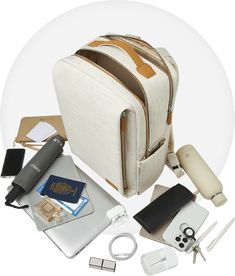 White Portable Backpack For Travel, Modern Portable Laptop Bag For Travel, Functional Portable Backpack For Daily Use, Multifunctional Portable Luggage For Daily Use, Functional Portable Luggage For Everyday Use, Portable Multifunctional Everyday Luggage, Portable Functional Luggage For Everyday Use, Back To School Travel Laptop Bag, Functional Portable Travel Cases