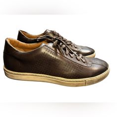 Brothers United Mens Brown Washed Nappa Leather Brushed Sole Sneaker Nwob Size: Men's 11 Us Color: Brown Washed Nappa Leather, Brushed Sole Style #: 637002 Details: 100% Leather Imported Rubber Sole Heel Insert, Densely Padded Footbed & Blunt Arch Support For Optimized Comfort Handcrafted & Stitched New To Poshmark? Please Sign Up Using Our Code Jaxxandgee And Redeem $10 Off Your First Purchase! Leather Sneakers With Round Toe And Leather Footbed, Brown Leather Lace-up Shoes With Perforated Toe Box, Brown Leather Sneakers With Round Toe, Masculine Leather Wingtip Shoes With Textured Sole, Masculine Leather Sneakers With Rubber Sole, High-top Leather Shoes With Rubber Sole For Business, Brown Leather Walking Sneakers, Brown Sneakers With Rubber Sole, Masculine Leather Shoes With Textured Sole