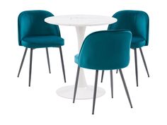 Teal 4 piece bistro dining set with round table, metal frame, and cushioned chairs. Teal Chair, Pedestal Table Base, Table Bistrot, Intimate Dinner, Patio Sectional, Dining Nook, Pedestal Dining Table, Coffee Date, Pedestal Table