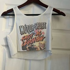 Graphic Crop Top Nwt White Letter Print Crop Top For Spring, White Graphic Print Crop Top For Summer, White Cropped Tank Top With Graphic Print, Spring Letter Print Tank Top For Day Out, Graphic Crop Top, Tops Graphic, Princess Polly, Color White, Crop Top