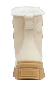 Head out in all conditions in this tried-and-true waterproof boot boasting cozy faux-fur lining and a robust sole to keep you grounded. Waterproof 6 1/4" shaft Lace-up style Leather and textile upper/polyester faux-fur lining/synthetic and rubber sole Imported Beige Waterproof Winter Boots, Winter Beige Waterproof Boots, Beige Insulated Boots For Outdoor, Insulated Beige Boots For Outdoor, Sorel Tivoli, Womens Waterproof Boots, White Sea, Waterproof Boots, Sea Salt