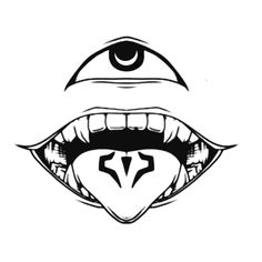 an evil eye with the letter v in it's center and two eyes on each side