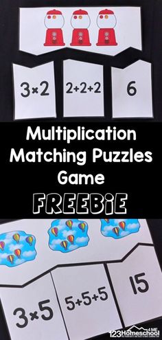 the free printable game for addition and subtraction matching puzzles is great for kids to practice number recognition