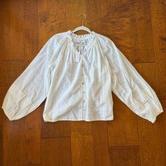 Anthropologie Antonia Cleobella Feminine Ivory Button Down Cotton Blouse . New Luxury Cotton Button-up Blouse, Long Sleeve Blouse For Brunch, Long Sleeve Blouse With Button Closure For Brunch, Feminine Relaxed Fit Blouse With Buttons, Feminine Relaxed Fit Blouse With Button Closure, Feminine Blouse With Button Closure And Relaxed Fit, Cotton Buttoned Blouse For Brunch, Feminine Blouse With Button Closure For Brunch, Cotton Button Blouse For Brunch