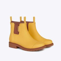 Bobbi Rain Boot // Sunflower Yellow Merry People, Ankle Wellies, Garden Diary, Ankle Rain Boots, True Spring, Rain Hat, Sunflower Yellow, Blue Cabinets, Wellington Boot