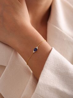 Your Sapphire Bracelet is stylish, dainty and pretty ideal for everyday use. Details of solid gold handmade September Birthstone Bracelet are very eye-catching. It is a great gift for your loved ones. This jewelry will be an indispensable piece of yours. This meaningful Sapphire Cz Diamond Bracelet with high quality handwork will be a legacy you can leave to your family its.  * Oval Blue Sapphire Bracelet Details * Material / Gold Kt:  14K (585), 18K (750), 8K (333) * Available Gold Colors: Yell Dainty Everyday Jewelry, Blue Diamond Bracelet, Customize Jewelry, Blue Sapphire Bracelet, Everyday Bracelet, Gold Armband, Birthstone Bracelet, Gold Colors, Wedding Jewelry Bracelets