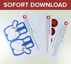 three booklets with instructions for how to make a soft - sided bowling ball game