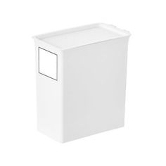 a white box with a square window on the front and bottom, sitting against a white background