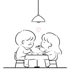 two children are sitting at a table eating food and one is looking at the other