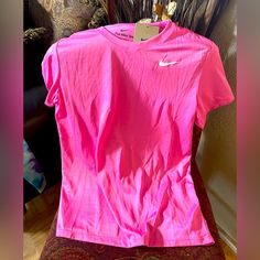 Brand New With Tags Fitted Nike T-shirt For Summer, Nike Basic Tops For Spring, Nike Sporty Shirt For Spring, Nike Sporty Spring Shirt, Nike Fitted Casual Shirt, Nike Short Sleeve Shirt For Spring, Casual Pink Nike Shirt, Olive Green Nike, Nike Shorts Women