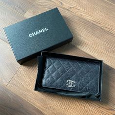 Hi! I’m Selling My Limited Edition, Gently Used, Black Pressed Glitter Quilted Caviar Flap Wallet This Wallet Is Still In Its Original Box And Comes With The Corresponding Authentication Card! Chanel Items Rarely Come In Such Fantastic Condition With All Of The Original Accessories! This Chanel Press Glitter Leather Flap Wallet Is Perfect If You Are Seeking Something Chic And Luxurious To Organize Your Essentials. It Features Quilted Glitter Pressed Leather With A Small Silvertone Cc Logo. This Luxury Clutch Wallets For Gift, Luxury Compact Wallets As Gifts, Luxury Compact Wallet As Gift, Elegant Black Wallet With Rectangular Case, Elegant Black Rectangular Wallet, Luxury Rectangular Case Wallets For Gifts, Luxury Rectangular Case Wallets As Gift, Luxury Rectangular Wallets As Gift, Luxury Bifold Evening Wallet