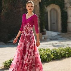 Traje de pantalón Vestido de Madrina Elegante Talla Grande Joya Hasta el Suelo Gasa Manga 3/4 con Encaje 2024 2024 - $111.66 Brides Mom Dress, Dress Formal Wedding Guest, Kentucky Derby Dress, Homecoming Formal Dresses, Formal Wedding Guests, Floral Dress Formal, Derby Dress, Mother Wedding Dress, Dresses Formal Elegant