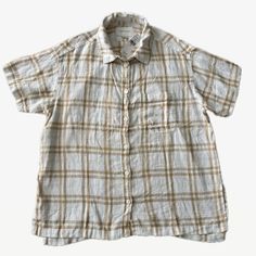 Womens American Eagle Short Sleeve Linen Blend Button Shirt White Tan Plaid S White Tan Plaid, Linen Viscose, Light & Soft Ptp: 22 Inc Length: 24 Inc Sweatshirts Hoodie Women, Neutral Shirt, Flannel Blouse, Black And White Flannel, American Eagle Shirt, Oversized Button Down Shirt, Hooded Flannel, Womens Flannel Shirt, Tan Plaid