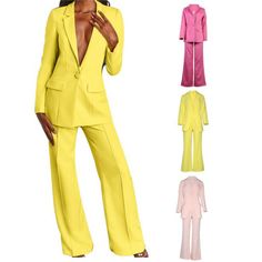 2PC Set Women Formal Business Office Suits Career Office Blazer Wide-leg Trousers Elegant Uniform Casual Please note: Your monitor color may vary from the actual product. Please note this is in Asian sizing, smaller than western size e.g. UK, US, AU. Please check the measurements carefully before making a purchase.Please allow 1-3cm discrepancy due to different measurement method. Size: S,M,LXL Real Size Infomation Unit:cm/inch 1Inch=2.54cm SLength 69.5/27.3,Shoulder 38/14.9 ,Bust 90/35.4 ,Sleev Uniform Blazer, Office Suits, Office Suit, Office Uniform, Business Suits, Evening Jackets, Women Formals, Formal Business, Business Suit