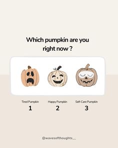 Mental health check-in 🎃 ↓ Which pumpkin are you right now? + Follow @wavesofthoughts__ for more mental wellness content 🤍 #mentalwellbeing #mentalhealthtips #mentalhealthisimportant #mentalhealthhelp #mentalhealthcare mental health check in, mental wellbeing Halloween Branding, Esthetician Humor, Hoc Summer, Esthetician Posts, Pumpkin Facial, Glow Bar, Wellness Content, Kris Exo