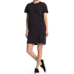 Madewell Tina Black Solid Short Cuff Sleeve Round Neck Tee T-Shirt Dress. A Classic T-Shirt Dress Adds A Cool And Casual Style To Your Everyday Look. Slip-On Easy, This Comfy Tee Dress Has Short Sleeves You Can Cuff For An Even More Laid-Back Look. Nwt - Brand New Size Xs Extra Small Cotton Machine Wash Style: M2242 Approximate Measurements: Bust: 36.5” Length: 34” Tags: Nordstrom Shop Small Local Woman Owned Trendy Classic Spring Break Summer Vacation Fall Holiday Winter Travel Back To School T Casual Cotton T-shirt Dress With Relaxed Fit, Casual Solid Color T-shirt Dress For Loungewear, Casual Black T-shirt Dress For Fall, Casual Black Knee-length Top, Casual Relaxed Fit T-shirt Dress For Loungewear, Black Cotton T-shirt Dress With Relaxed Fit, Casual Crew Neck T-shirt Dress For Daywear, Casual Fall Dresses With Shirttail Hem, Crew Neck T-shirt For Daywear