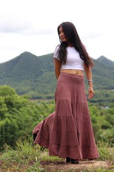 All items are shipped to Thailand Post . Free upgrade to D.H.L Express when you buy 2 or more items . The USA only. US sizing fits XS - XL please check the sizes in inches in the description. From Twist and Crinkle Collection Due to popular demand I have now made this style of skirt in double fabric for winter wear . This lovely Boho piece is made from 100% cotton. The skirt is in 4 tiers. A great piece to wear with a tight or cropped top .You can even wear it as a strapless dress by pulling it Bohemian Skirts Long, Long Boho Skirt, Flamenco Skirt, Modest Skirt, Long Maxi Skirt, Bohemian Skirt, Maxi Skirt Boho, Boho Skirt, Modest Skirts