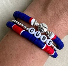 Chicago Cubs Baseball Bracelets SET OF 3 Stackable Baseball Bracelets Sports Bracelet Personalized Bracelet - Etsy Customizable Adjustable Wristband For Sports Events, Customizable Adjustable Wristband For Sports, Customizable Adjustable Sports Bracelet, Sporty Adjustable Bracelet Customizable, Sporty Customizable Adjustable Bracelet, Sporty Adjustable Customizable Bracelets, Sporty Adjustable Customizable Bracelet, Sporty Adjustable Bracelets For Everyday, Adjustable Sporty Bracelet For Everyday