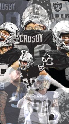 a collage of football players with the words crugby on their uniforms and numbers