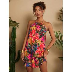 -Item Id 35541015 -Color: Multicolor -Style: Boho -Details: Backless -Pattern Type: Tropical, Plants, All Over Print -Type: Cami -Neckline: Halter -Sleeve Length: Sleeveless -Waist Line: Natural -Hem Shaped: Straight -Length: Short -Fit Type: Regular Fit -Fabric: Non-Stretch -Material: Woven Fabric -Composition: 95% Polyester, 5% Elastane -Care Instructions: Machine Wash, Do Not Dry Clean -Pockets: No -Sheer: No **Open To Offers!!!** **Bundle To Save More** **30% Off Bundles Of 2 Or More Items!! Summer Tropical Mini Dress For Party, Tropical Mini Dress For Summer Party, Multicolor Mini Sundress For Vacation, Summer Sleeveless Mini Dress In Multicolor Print, Tropical Multicolor Mini Dress For Vacation, Summer Sleeveless Mini Dress With Multicolor Print, Multicolor Mini Dress For Summer Holiday, Summer Holiday Multicolor Mini Dress, Sleeveless Multicolor Floral Print Mini Dress