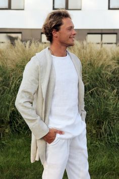 Men's jacket - 100% Linen . . #menslinencardigan #Linenjacket  #menslinencardigan #menslinenjacket #linenoutfit #elegantcardigan #summercardigan #greycardigan #mensfshion #linencoat #summerfashion #ethicalfashion #giftforhim #mensjacket Casual Beige Linen Cardigan, Beige Linen Casual Cardigan, Casual Beige Cardigan With Shawl Collar, Casual Beige Shawl Collar Cardigan, Spring Casual Sweater Coat With Shawl Collar, Long Sleeve Linen Cardigan For Winter, Linen Clothes Men, Linen Blazer Men, New Clothing Trends