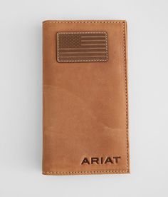 Ariat Flag Leather Rodeo Wallet - Brown , Men's Tan Embossed patch bifold wallet Checkbook cover. Due to the nature of leather/suede, small variances of color in the skin may occur, this is in no way considered a defect. These are inherent characteristics of leather/suede and will enhance the individual look of your garment.. Genuine leather. Luggage & Bags > Backpacks Brown Leather Patch Trifold Wallet, Rugged Brown Bifold Wallet, Brown Bifold Wallet With Leather Patch, Brown Leather Patch Rectangular Wallet, Brown Rectangular Wallet With Leather Patch, Wallet For Men, Checkbook Cover, Leather Luggage, Men's Bags