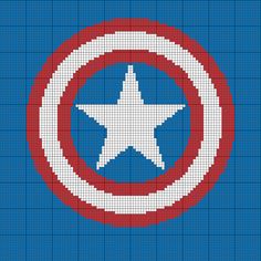 the captain's shield cross stitch pattern is shown in red, white and blue