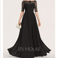 Beautiful Floor Length Black Gown, Perfect For Bridesmaids Or Formal Events. Lace Detail Around Neck With Off Shoulder Sleeves- Open To Offers! Black Wedding Dress With Lace Bodice, Black Lace Bodice Wedding Dress, Black Mother Of The Bride Dress With Sweep Train, Formal Black Maxi Dress With Lace Bodice, Black Maxi Dress With Lace Bodice For Formal Occasions, Fitted Black Bridesmaid Dress For Evening, Black Bridesmaid Gown With Fitted Bodice, Black Lace Bodice Maxi Dress For Wedding, Black Evening Dress With Lace Bodice For Formal Occasions