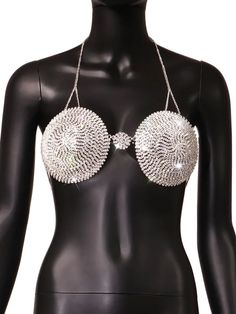 Rhinestone Bra Silver processed in 1 business day. Gold will take around 10 business days Cut out style Rhinestone crystal broach middle adjustable chain Drape sides