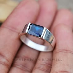 Blue Sapphire Men's Ring, 925 Sterling Silver Ring, Handmade Ring, Promise Ring, Blue Sapphire Ring, Dainty Wedding Ring, Gift For Him SHOP LINK:- https://www.etsy.com/shop/MaaShabashibaJewell?ref=seller-platform-mcnav 》D E T A I L S《 Gemstone: Natural Sapphire Gem Color: Blue Gem Shape: Rectangle  Gem Category: Cut Metal: 925 Sterling Silver Purity: 925 Parts Per 1000 Setting Type: Prong Set Silver Polish: High Ring Size: All Size Available Please note that there Can be slight variations in sto Men Sterling Silver Ring, Silver Ring Design For Men With Stone, Blue Stone Ring For Men, Gem Stone Rings For Men, Ring Designs For Men Silver, Mens Stone Ring, Man Silver Ring, Engagement Rings For Men For Him, Silver Stone Rings For Men