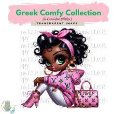 Sister Clipart, Student Clipart, Women Clipart, Back To School Clipart, Pink Glamour, Sorority Sisters, Sorority Girl, Elegant Girl, Afro Girl