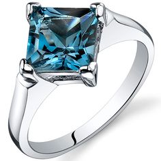 2 cts Princess Cut London Blue Topaz Sterling Silver Ring SR10484 Swiss Blue Topaz Engagement Ring, Blue Topaz Ring Sterling Silver, London Blue Topaz Engagement Rings, Swiss Blue Topaz Ring, Pink Sapphire Ring Engagement, Fashion Rings Silver, Blue Topaz Engagement Ring, Green Amethyst Ring, Clothes Boutique