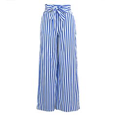 Women's Summer Casual Pants With Striped - Zorket High Waist Striped Pants For Beach, Striped Non-stretch Bottoms For Beach, Belted High-waist Beach Bottoms, High Waist Belted Bottoms For Beach, Summer Ankle-length Belted Bottoms, Belted Ankle Pants For Summer, Belted Ankle-length Pants For Summer, Blue Cotton Tie Waist Bottoms, Blue Cotton Bottoms With Tie Waist