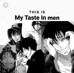 this is my taste in men poster with anime characters and their names on the back