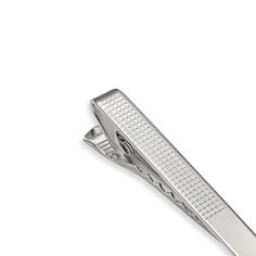 With a detailed grid design, this sterling silver tie clip is a modern men's silver tie accessory. End signet suitable for engraving. Made in the United States. Silver Tie, Grid Design, Tie Bar, Tie Accessories, Silver Man, Modern Man, Tie Clip, The United States, United States