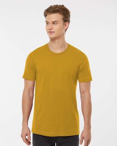 Combed Cotton T-Shirt - MUSTARD - 2XL | Tultex Combed Cotton T-Shirt in Mustard Size 2XL | Ringspun Gold Crew Neck Cotton T-shirt, Gold Crew Neck Cotton Top, Relaxed Fit Gold Cotton Top, Gold Crew Neck Top With Relaxed Fit, Gold Cotton Crew Neck Top, Casual Gold Cotton T-shirt, Gold Cotton Short Sleeve Shirt, Gold Short Sleeve Cotton Shirt, Gold Cotton Top With Relaxed Fit