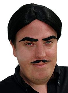 PRICES MAY VARY. Synthetic black costume wig that is pre-styled with eyebrows and mustache Stretch Cap- Fits most adults and young adults The wig is slightly combed back and parted; The mustache and eyebrows are easily applied to the face with the doubled-sided stick on tape Synthetic black costume wig that is perfect for a spooky and charming dad- like Gomez Addams. Why not dress up the whole family as Wednesday, Morticia, Cousin It, and more. Great family Halloween group costume. Also, try thi Flowbee Haircuts, Haircuts With Straight Hair, Haircut Fails, Bad Haircut, Braids Styles, Mens Wigs, Hair For Women, Fulani Braids, Front Hair Styles