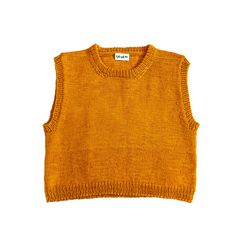 an orange sweater vest on a white background