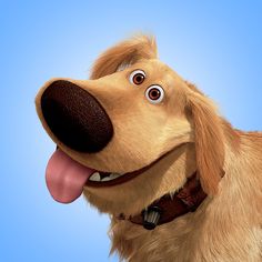 a dog with its tongue out and it's mouth wide open in front of a blue background