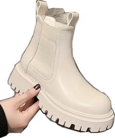 Winter Chelsea Boots, Fall Winter Shoes, Motorcycle Shoes, Gothic Shoes, White Ankle Boots, Pu Boots, Boots For Short Women, Chelsea Boots Women, Boots Women Fashion