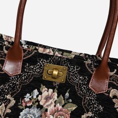 This roomy shopper is made of thick chenille carpet or Rich burnout velvet, and it can stand still on its own. The belt and the handles are made of genuine leather with heavy cotton canvas lining. The tote bag is closed with a high-quality vintage twist turn lock.This Victorian Carpet Tote is perfect for everyday use, both for work and short travels. It is made roomy for laptops and files. The handle, which is 7-3/4’ in length, is comfortable for you to carry on one shoulder. On the inside, ther Vintage Tapestry Shoulder Bag With Leather Handles, Vintage Canvas Bag With Leather Handles, Vintage Fabric Shoulder Bag For Daily Use, Vintage Rectangular Fabric Shoulder Bag, Vintage Canvas Bag With Double Handle For Daily Use, Vintage Double Handle Canvas Bag For Daily Use, Vintage Rectangular Fabric Bag, Vintage Everyday Fabric Bag, Vintage Fabric Bags For Everyday Use