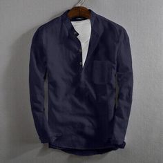 Men's Linen Style Long Sleeve Solid Shirts Casual Fit Formal Dress Top Tee Shirt | eBay Navy Long Sleeve Cotton Shirt, Navy Summer Top With Collar, Long Sleeve Cotton Tops With Placket, Long Sleeve Cotton Top With Placket, Cotton Long Sleeve Tops With Placket, Navy Cotton Shirt With Casual Collar, Navy Casual Shirt With Casual Collar, Navy Casual Shirt With Collar, Long Sleeve Solid Color Cotton Shirt