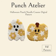 the cover of punch atelierr halloween punch needled coaster digital pattern is shown