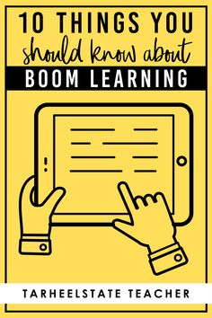 a hand pointing at a screen with the words to things you should know about boom learning