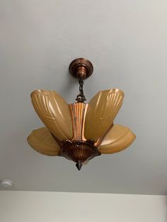 a light fixture hanging from the ceiling in a room